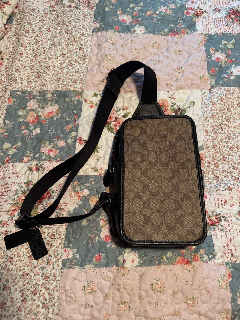 Coach Brown Signature Monogram Sling Bag for Men